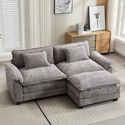 86" Modular Sectional Sofa with Ottoman Throw Pillows