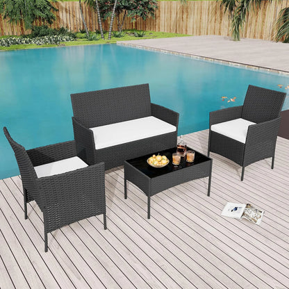 4 Piece Patio Furniture Set with Cushions