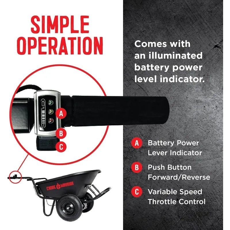 Electric Wheelbarrow 350LB Capacity, & 8H Battery Life