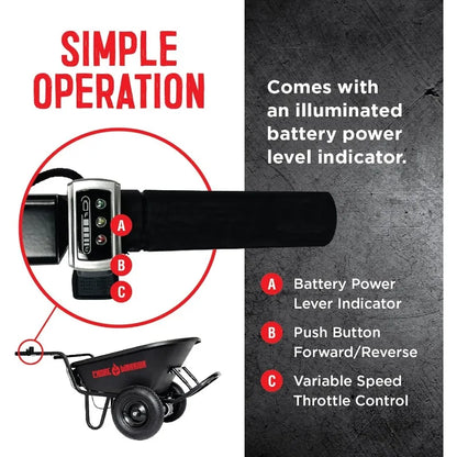 Electric Wheelbarrow 350LB Capacity, & 8H Battery Life
