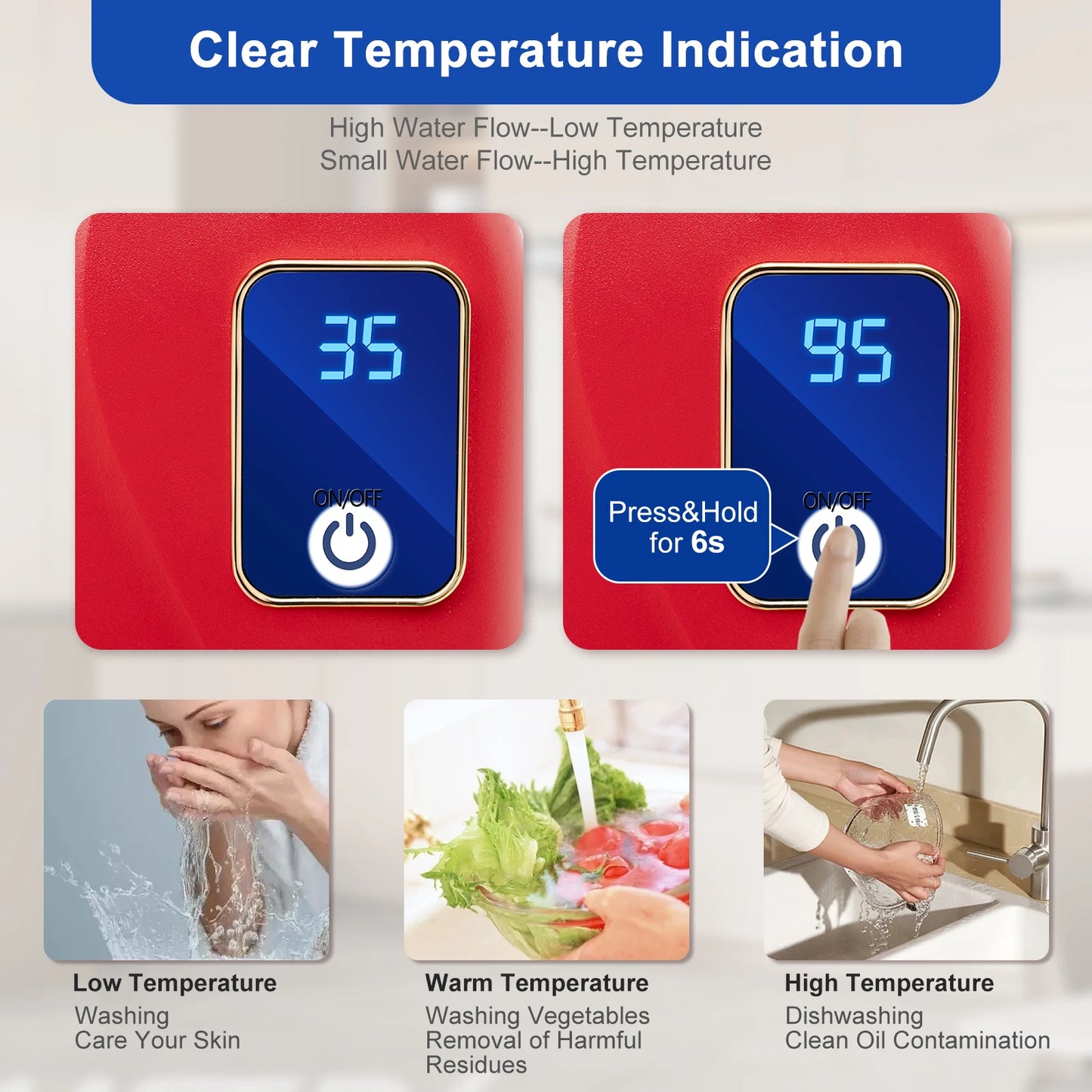 68-122℉ Kitchen Mini Tankless Water Heater