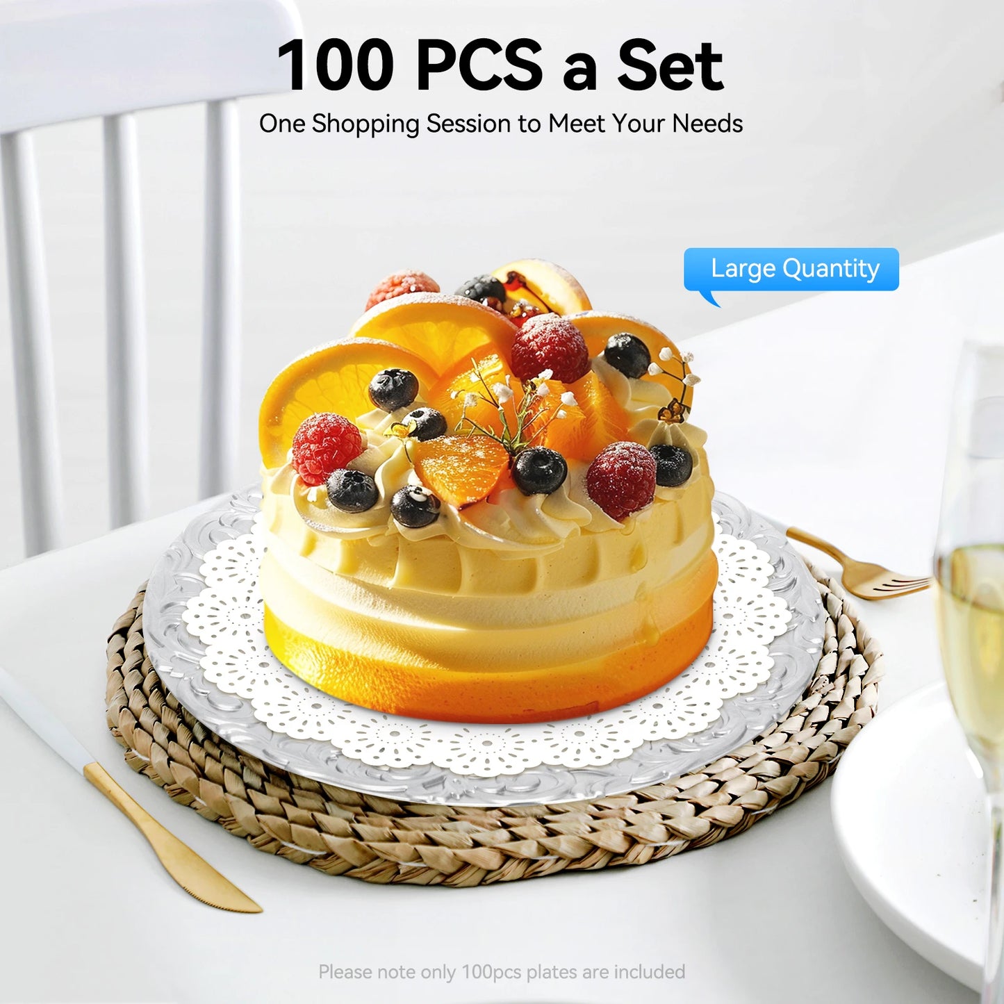 100PCS Reusable Serving Plates for Birthday Parties
