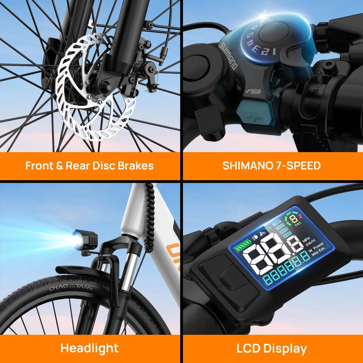 750W E-Bike Commuter 26x2" Tires 20MPH Speed