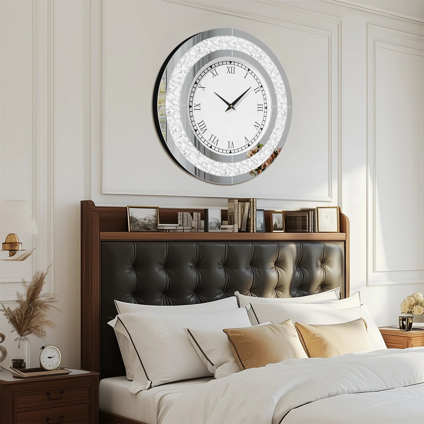 Crush Diamond Mirrored Wall Clock for Wall Decoration
