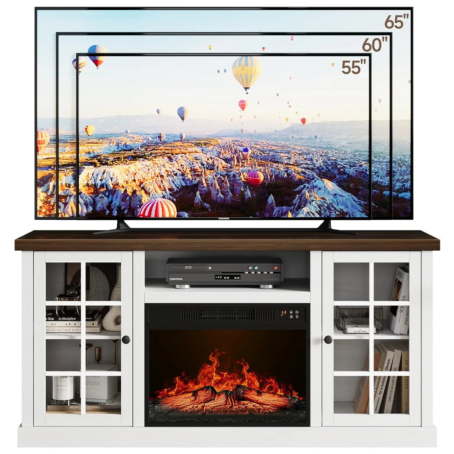 59-Inch TV Stand with 23-Inch Electric Fireplace