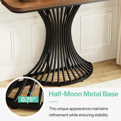 Industrial Entryway Table with Geometric Metal Base.