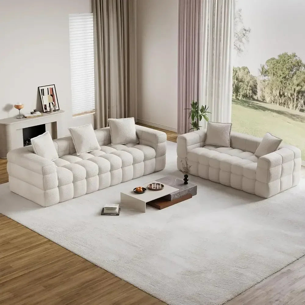 Cloud Sherpa Couch Set with 5 Pillows