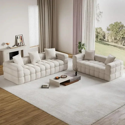 Cloud Sherpa Couch Set with 5 Pillows