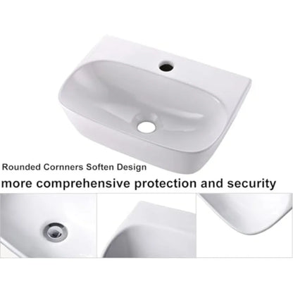 16"x11" Small Wall Mounted Bathroom Sink
