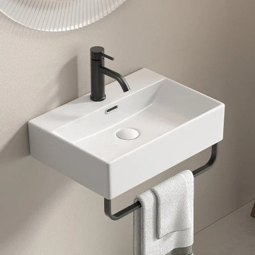 Small Wall Mount Bathroom Sink with Faucet Hole