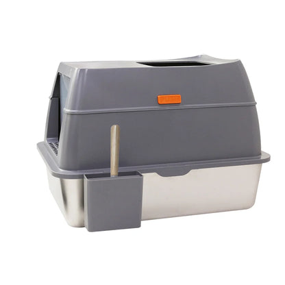 XXL Stainless Steel Cat Litter Box Easy Cleaning Toilet