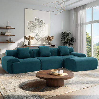 122" Boneless Modular Sectional Sofa with Ottoman