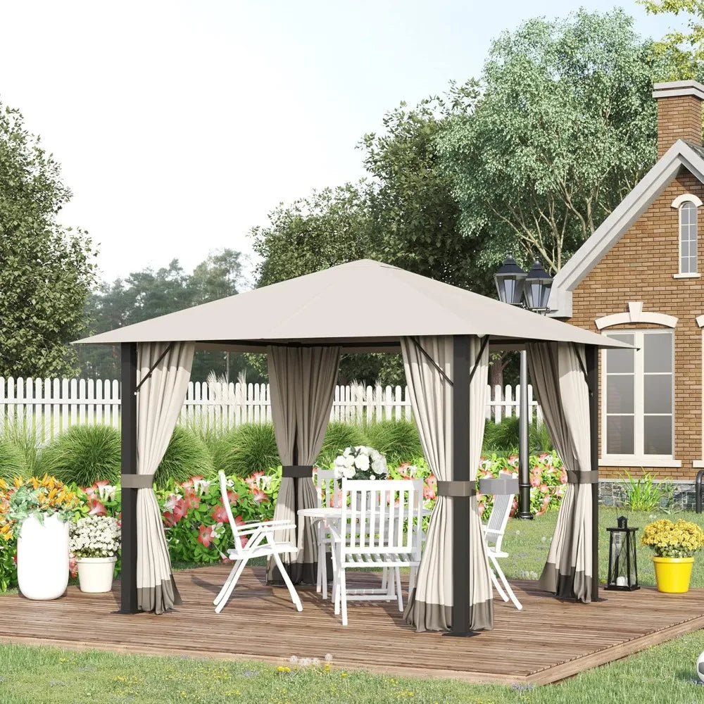 10' x 10' Patio Gazebo Aluminum Frame Outdoor Canopy