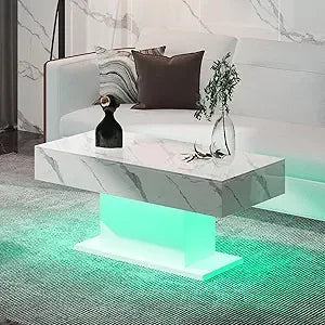 Modern High Glossy Wooden Coffee Tables with 16 Colors LED lights