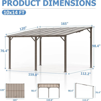 10x14 FT Wall Mounted Gazebos Canopy Awnings