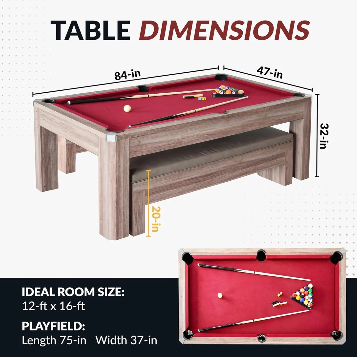 Pool Table Combo Set with Benches