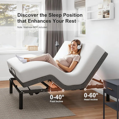 Queen Size Adjustable Bed Frame with Adjustable Legs