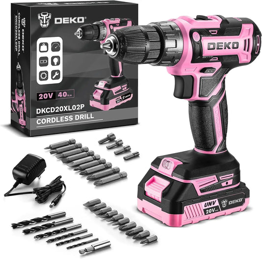Power Drill   Pink Cordless Drill 20V Electric Power Drill Set