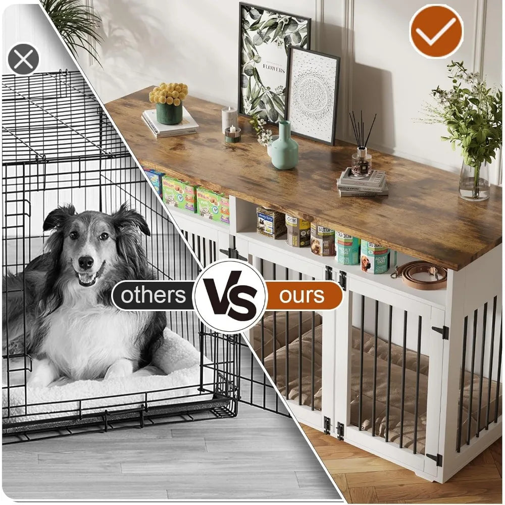 72'' Indoor Dog Kennel with 4 Doors for Large/Medium Dogs