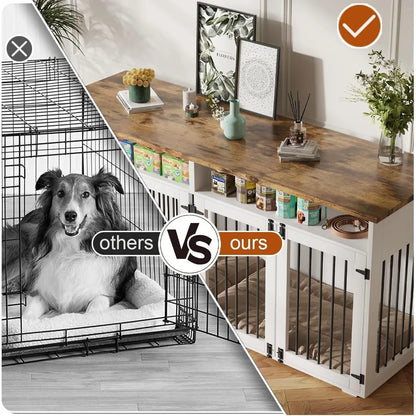 72'' Indoor Dog Kennel with 4 Doors for Large/Medium Dogs
