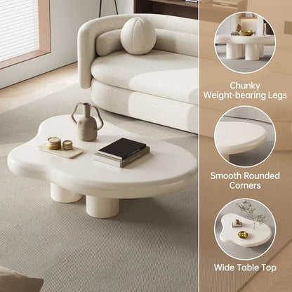 Cream White Coffee Table with 4 Legs