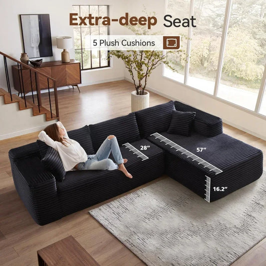 104" Cloud Sectional Boneless L Shape Sofa with Deep Seat