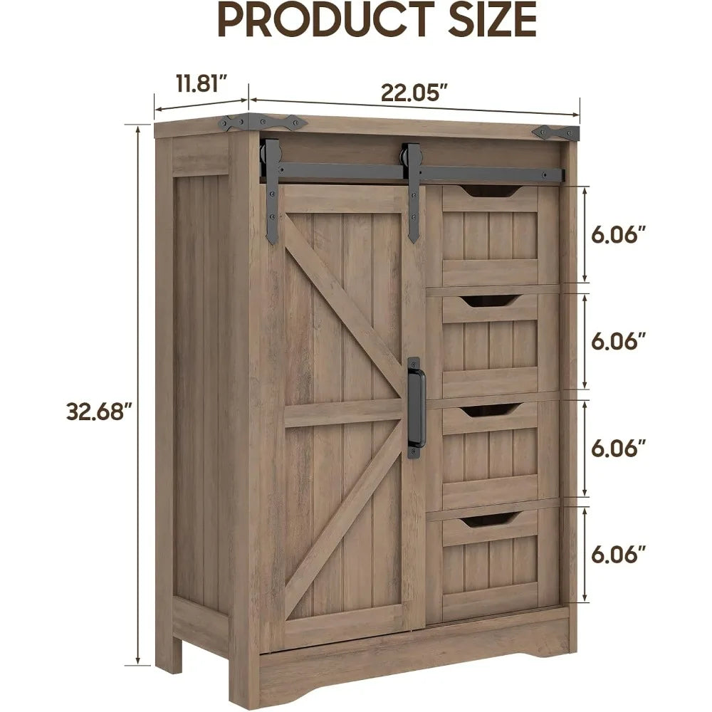 Rustic Grey Cabinet with Drawer for Bathroom, Kitchen, Living Room