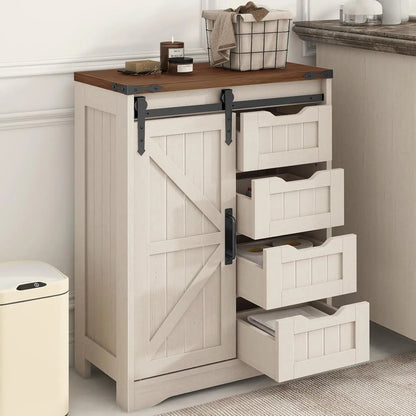 Rustic Grey Cabinet with Drawer for Bathroom, Kitchen, Living Room