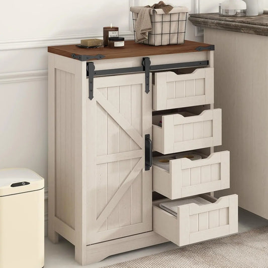 Rustic Grey Cabinet with Drawer for Bathroom, Kitchen, Living Room