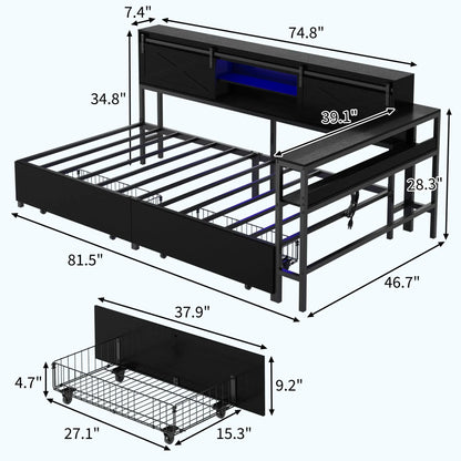 Twin Corner Bed Frame With Charging Station