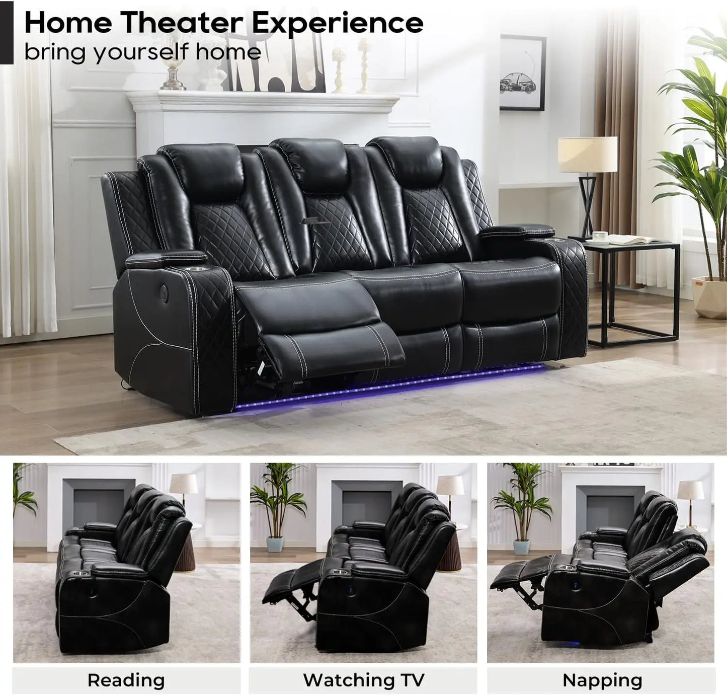 Power Reclining Sofa w/ Wireless Charger and Reading Light