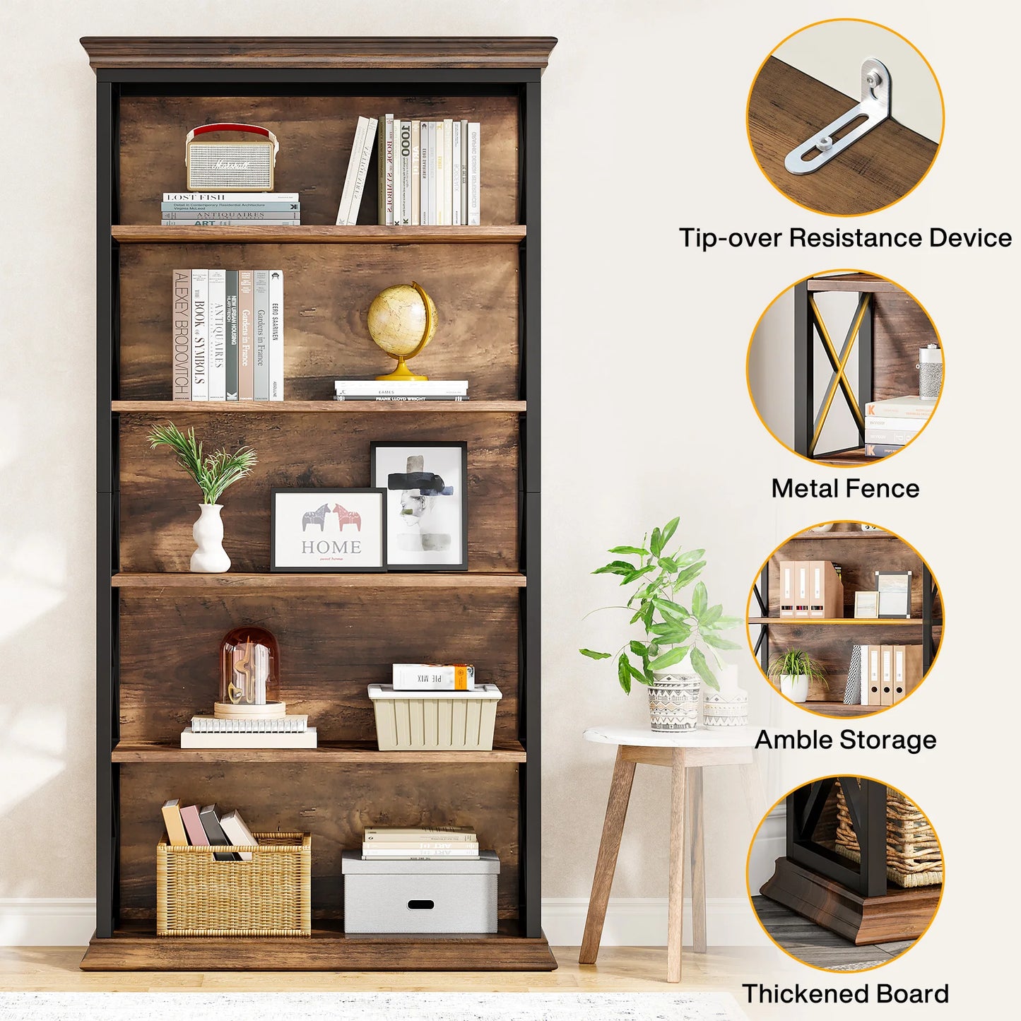 71 Inches Industrial Bookshelf