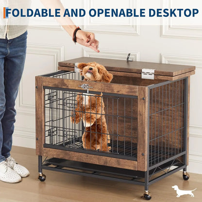 26 Inch Double-Door Pet Cage on Wheels