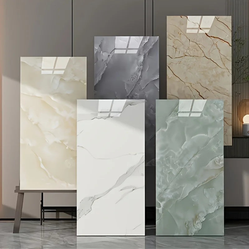 20/40pcs Glossy Marble Pattern Self-Adhesive Wall Panels