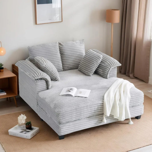 56" Oversized Chaise Lounge Chair with Throw pillows