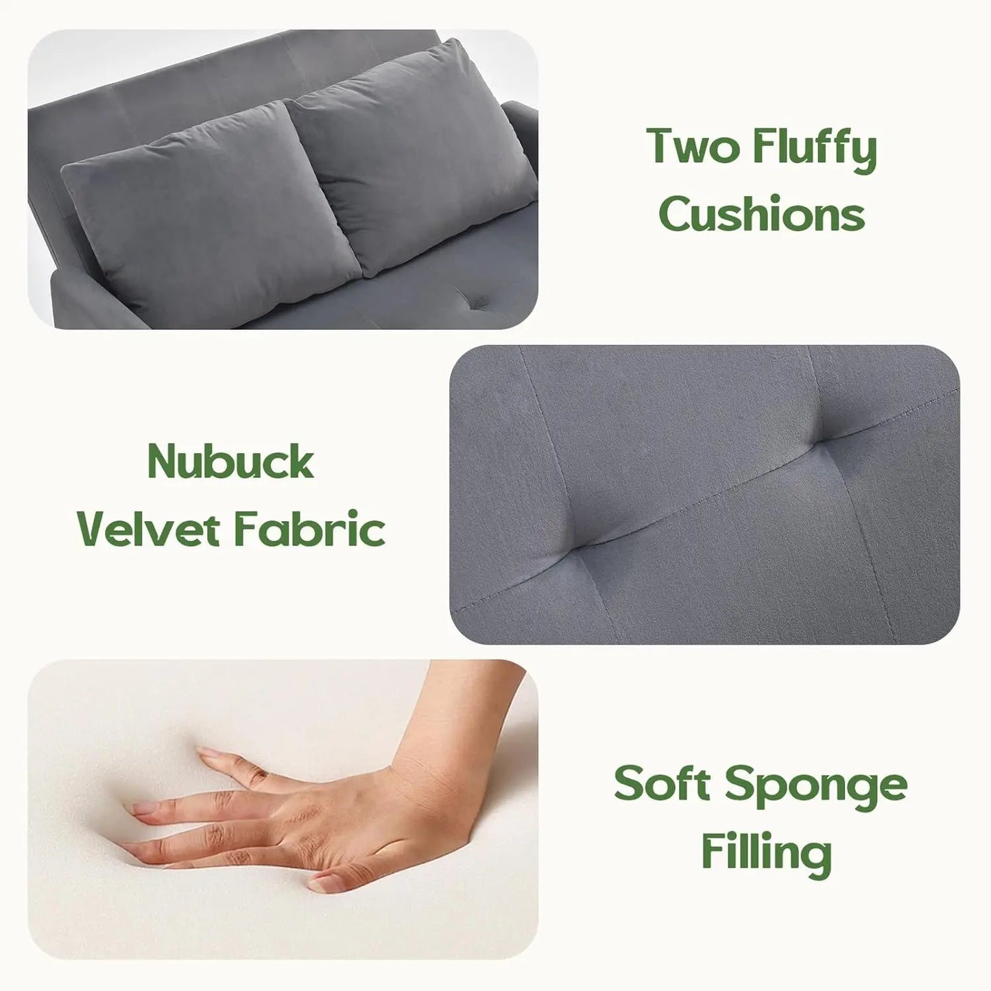 46in 3 in 1 Convertible Sleeper Sofa Velvet Loveseat