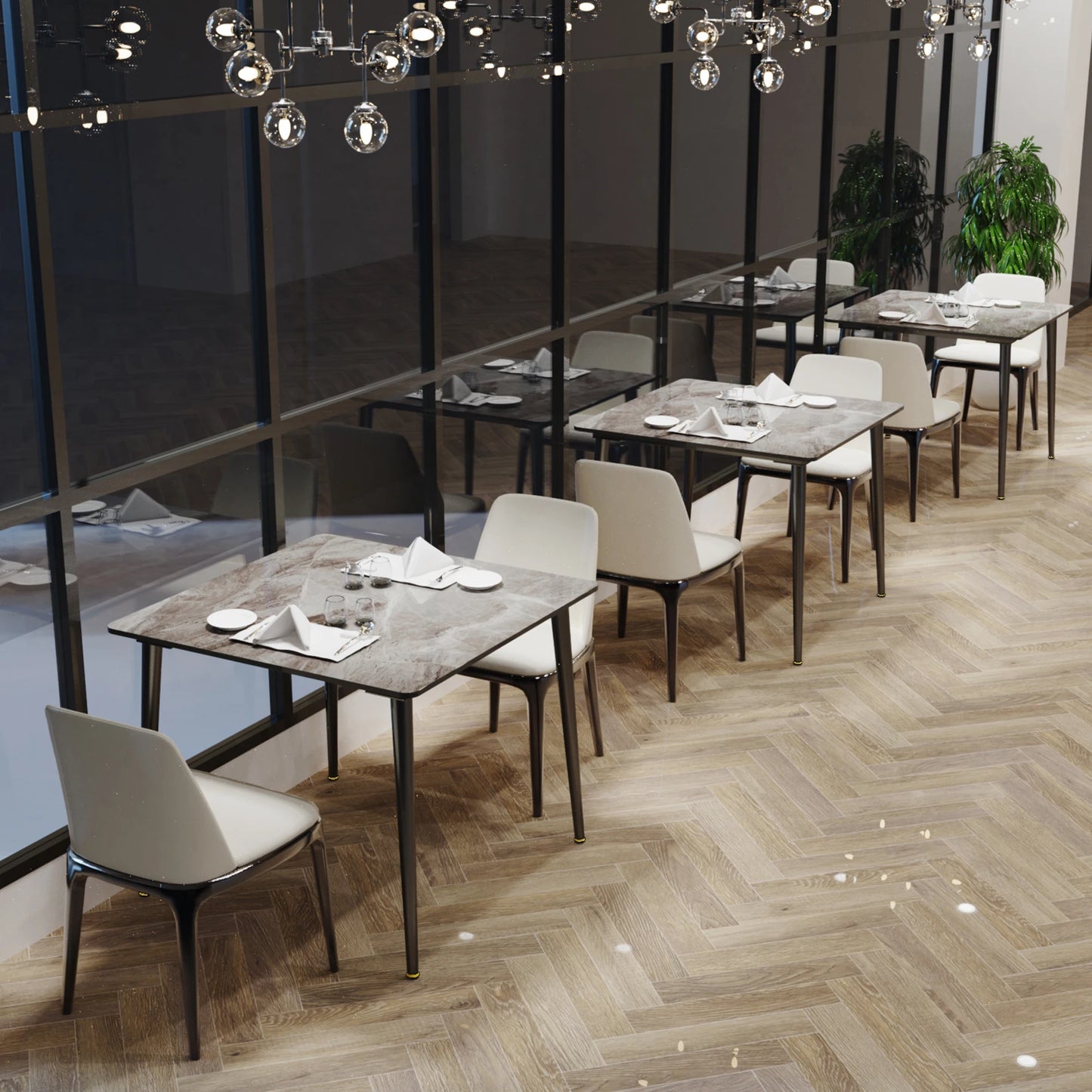 Dining Table Stone Top with Metal Frame