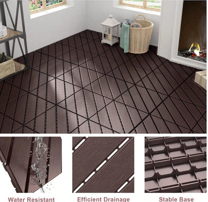 44 Pack 12" x 12" Square Waterproof Patio Interlocking Deck Tiles