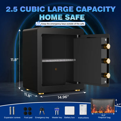 Home Security Safe Box with Adjustable Shelf