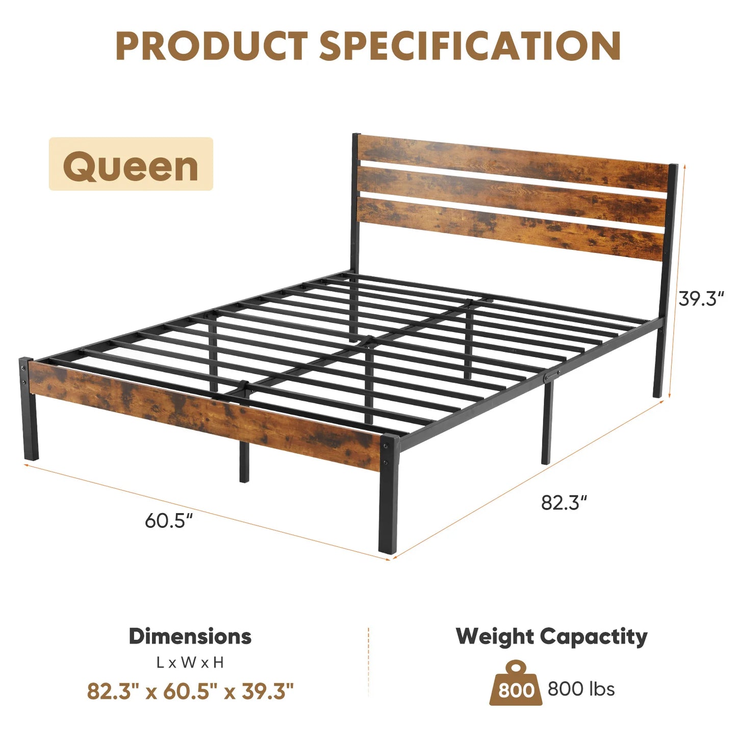 Metal Platform Bed Frame No Box Spring Needed