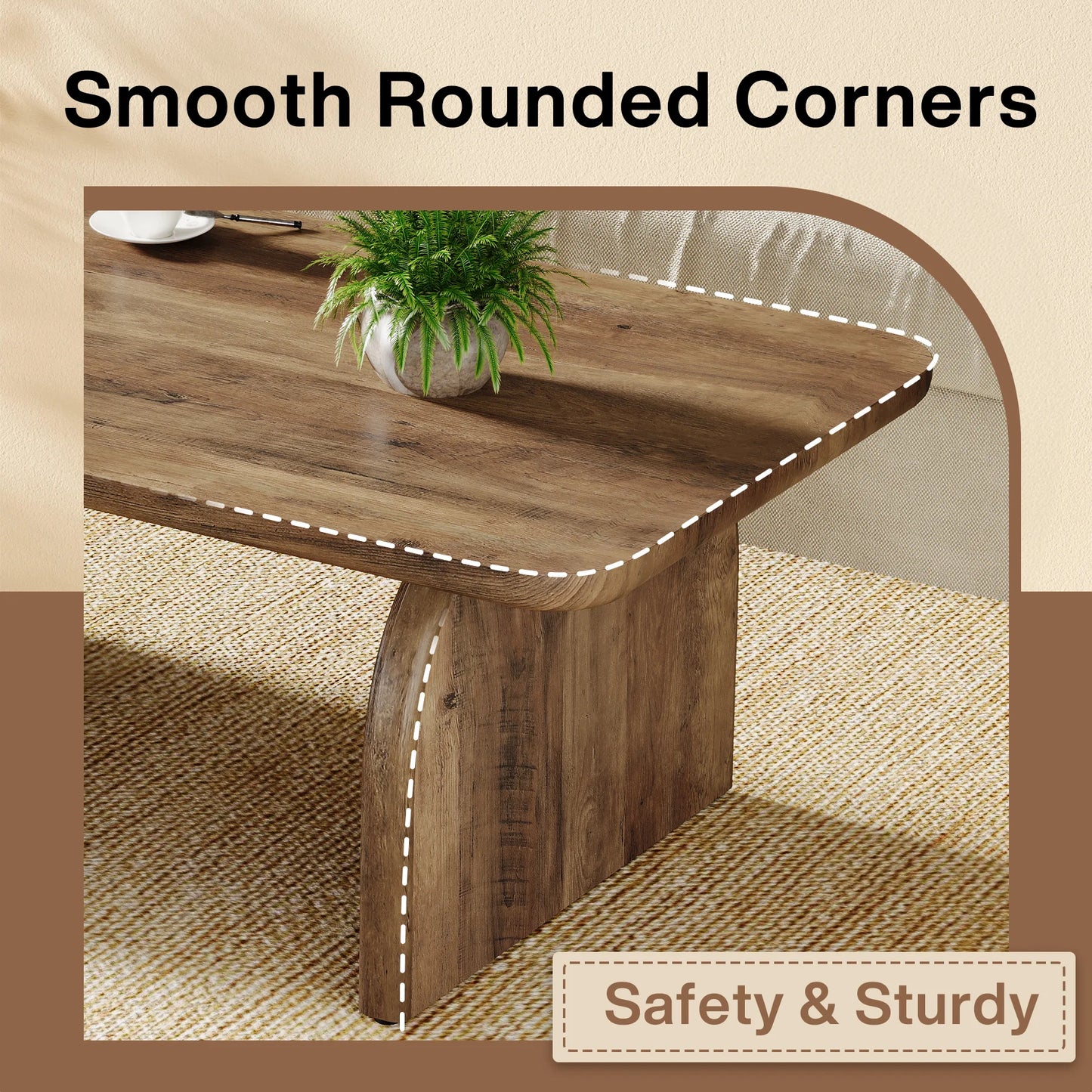 47.24-Inch Tribesigns Farmhouse Rectangular Coffee Table