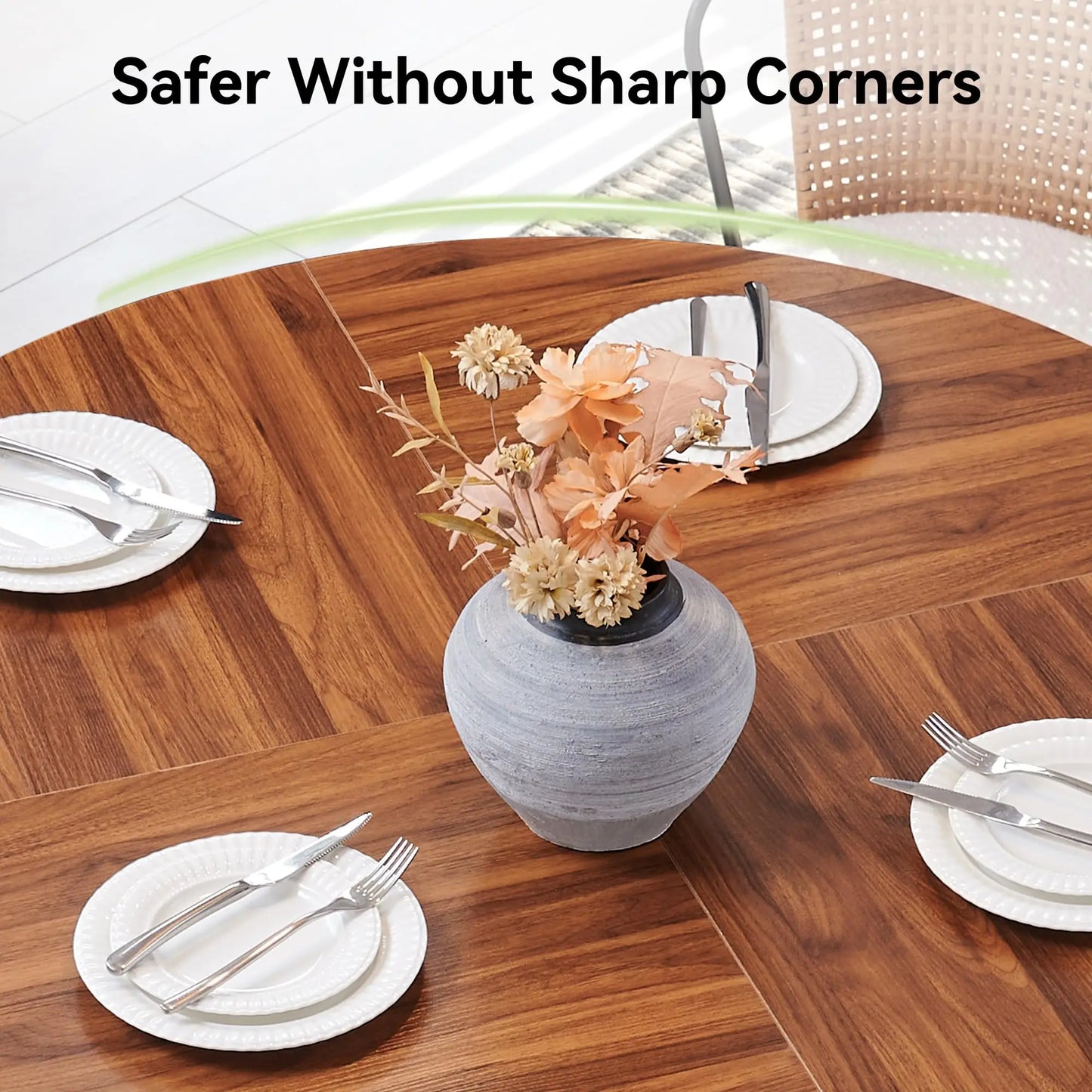 47 Inches Farmhouse Dinner Table with Wooden Pedestal Base