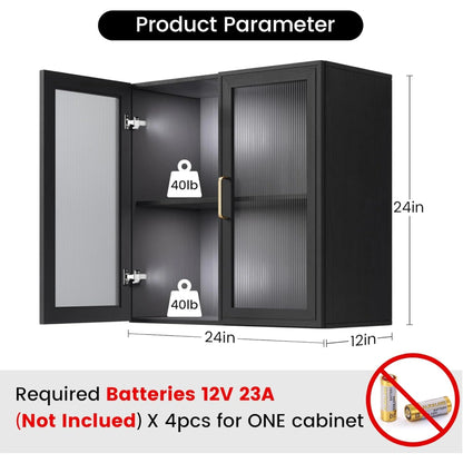 LED Wall Storage Cabinets with 4 Acrylic Glass Doors