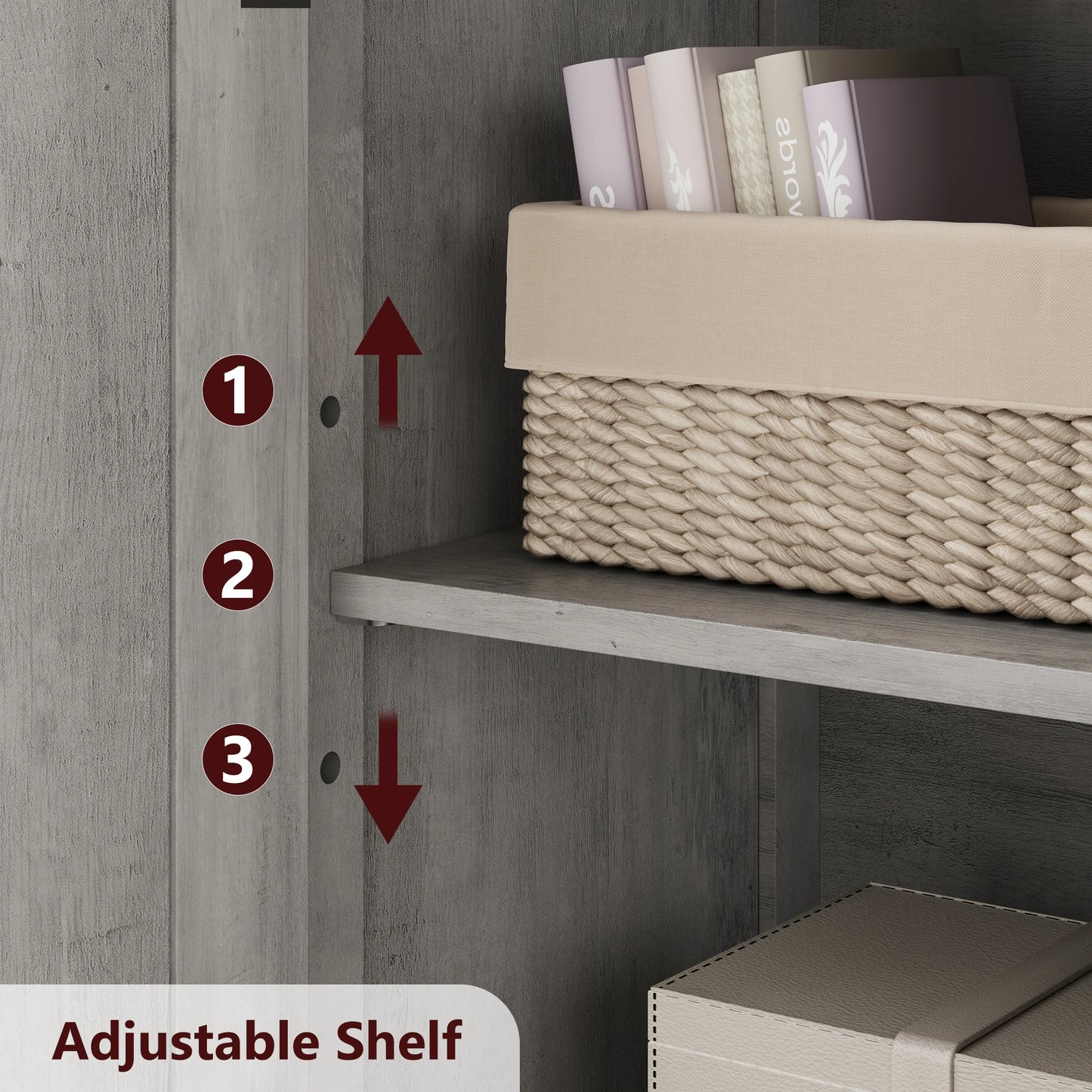 Freestanding Pantry Storage Cabinet with Glass Doors