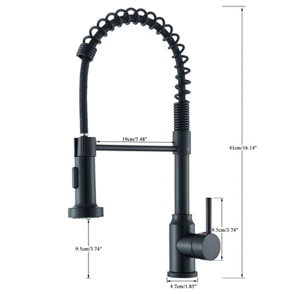 Matte Black Kitchen Sink Faucet One Handle Spring Mounted Kitchen Crane