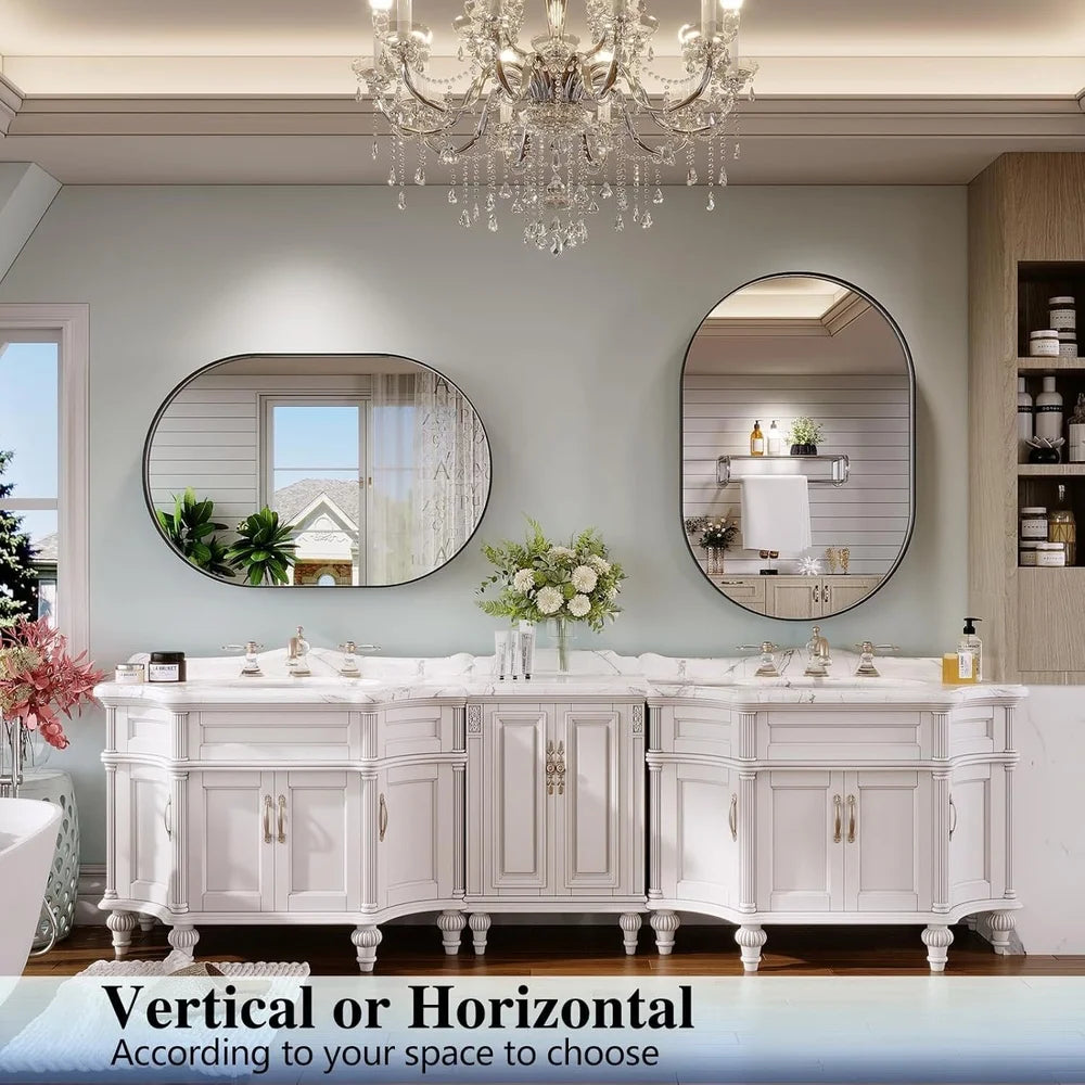 22"x38" Oval Bathroom Shatterproof Aluminum Alloy Mirror