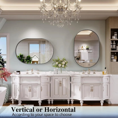 22"x38" Oval Bathroom Shatterproof Aluminum Alloy Mirror