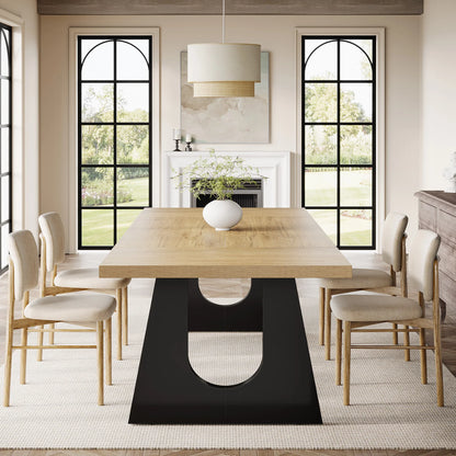 70.9-Inch Wood Rustic Rectangular Table with Black Wooden Legs