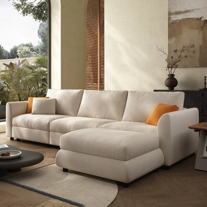 108.2'' Comfy Cloud Couch Modern Sectional Sofa with Ottoman
