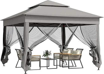 11' x 11'Outdoor Patio Gazebo Shelter with Removable Zipper Netting,